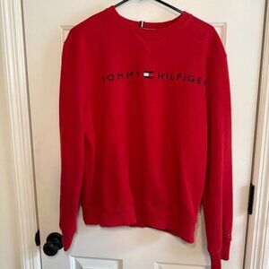 Tommy Hilfiger Red Crewneck Sweater with Logo Graphic